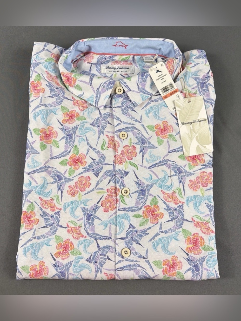 Tommy Bahama Shirt Marlin Mania Print 3XLB White Modal NWT MSRP $138
